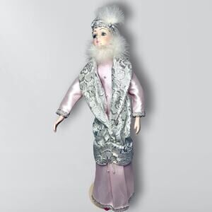 Vintage Silvestri Porcelain Hand Painted Victorian Feathered Doll